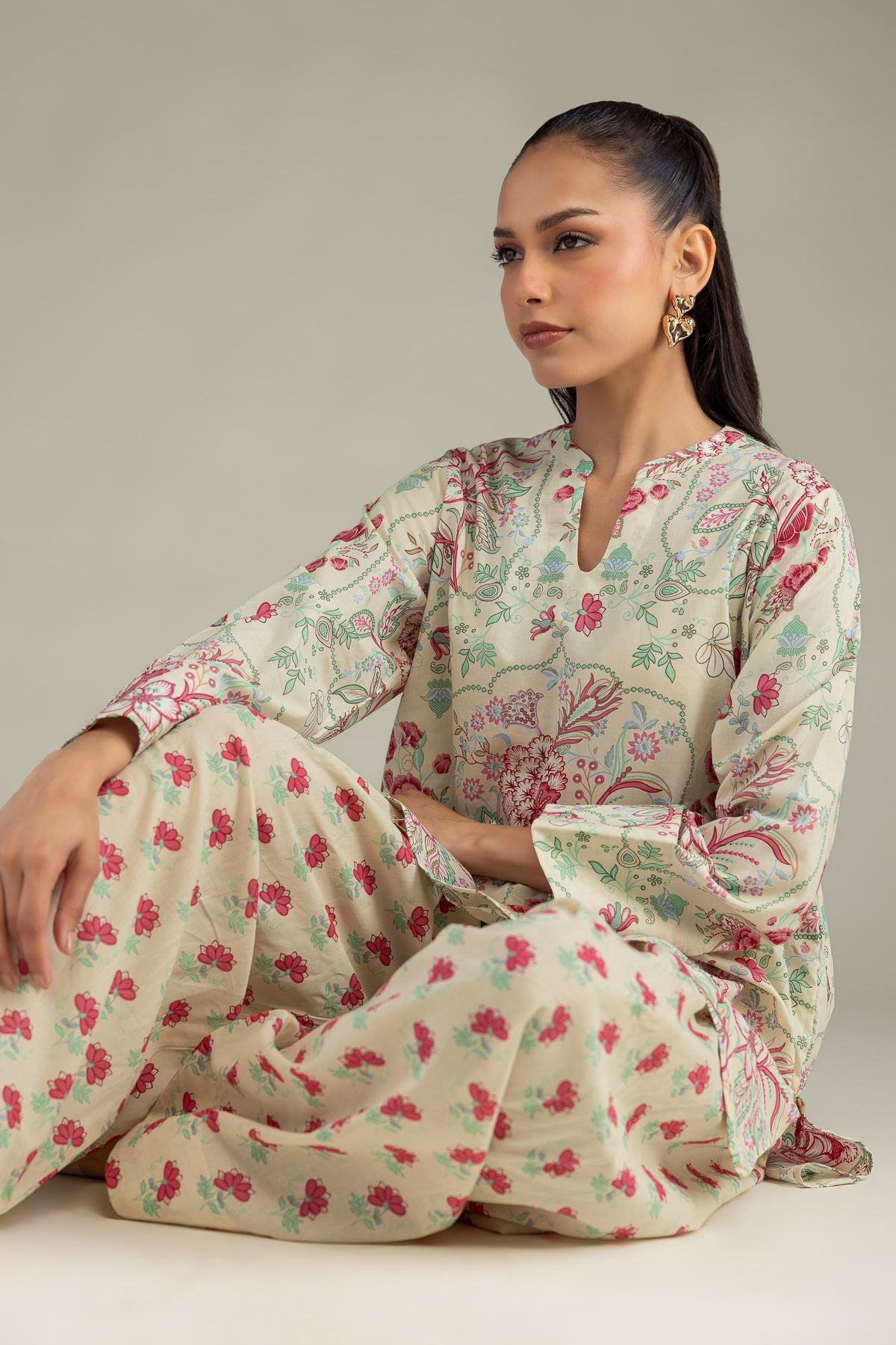 Floral Cambric Kurta