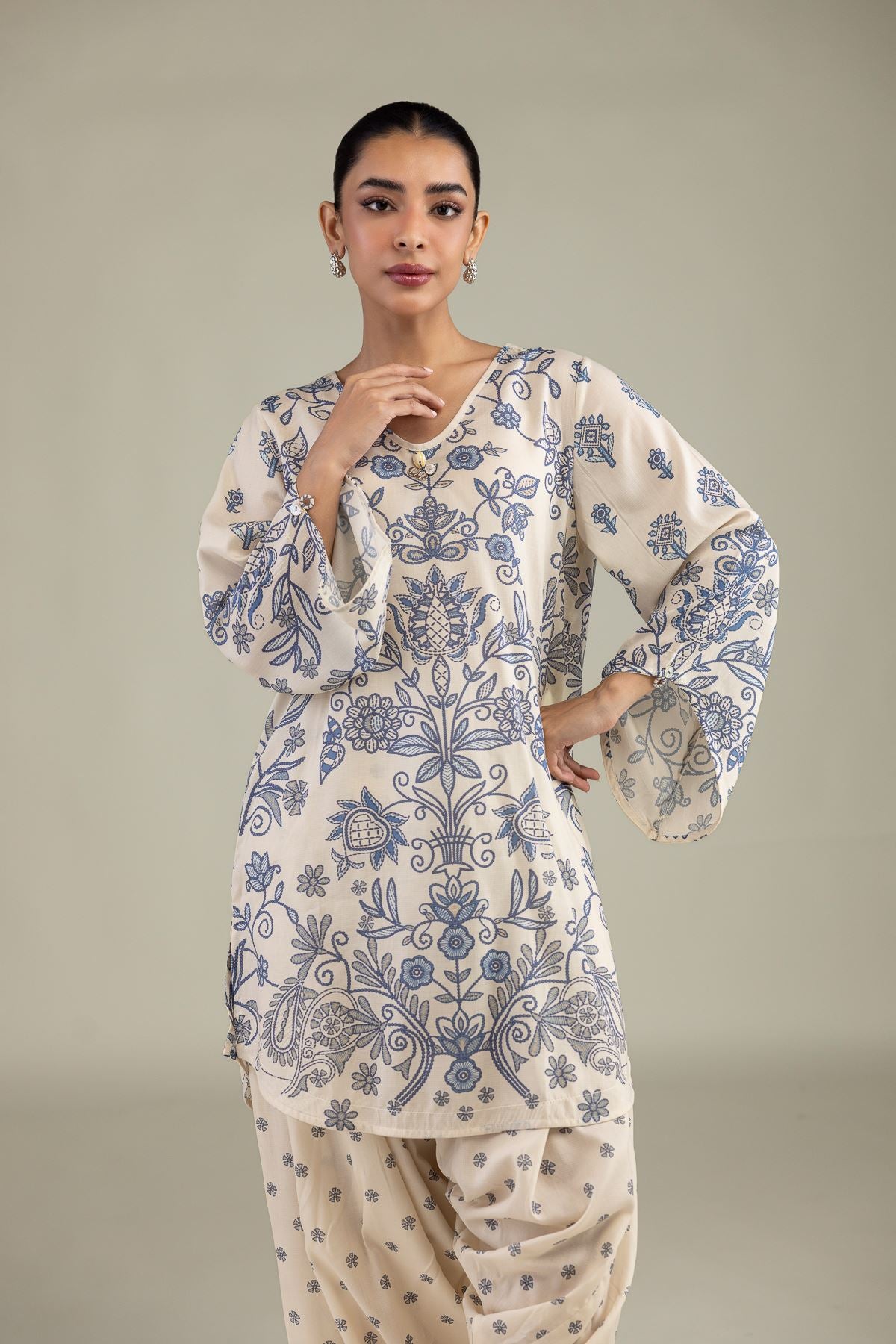 Short Floral Kurta