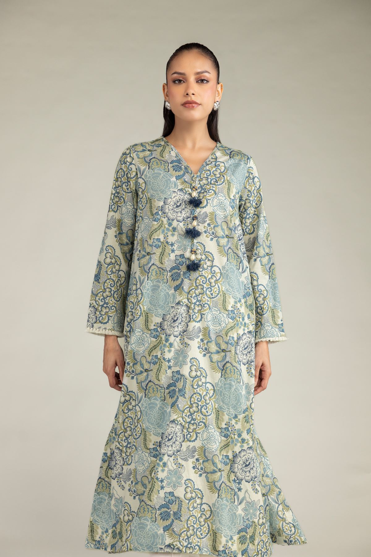 Floral V-Neck Kurta