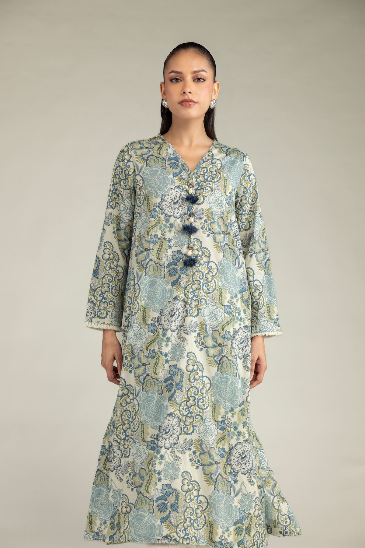 Floral V-Neck Kurta