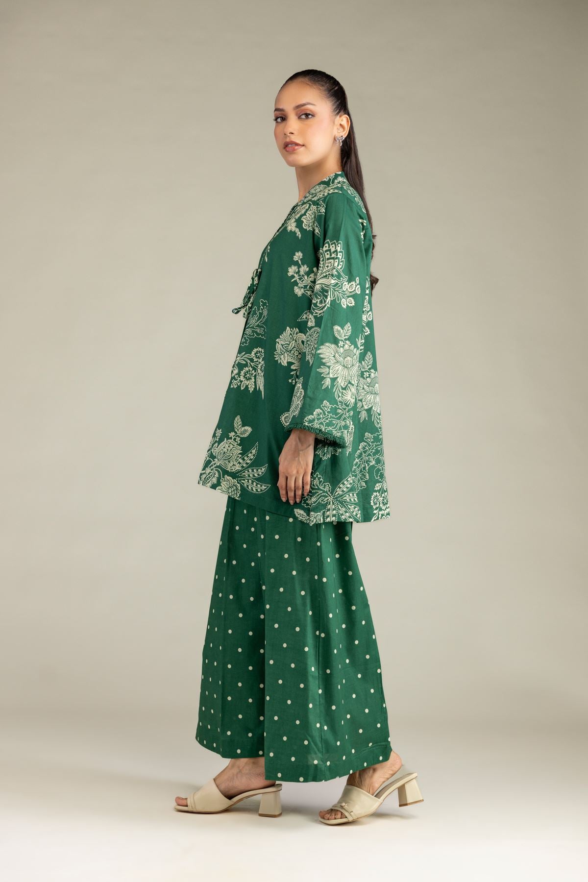 Green Printed Pants