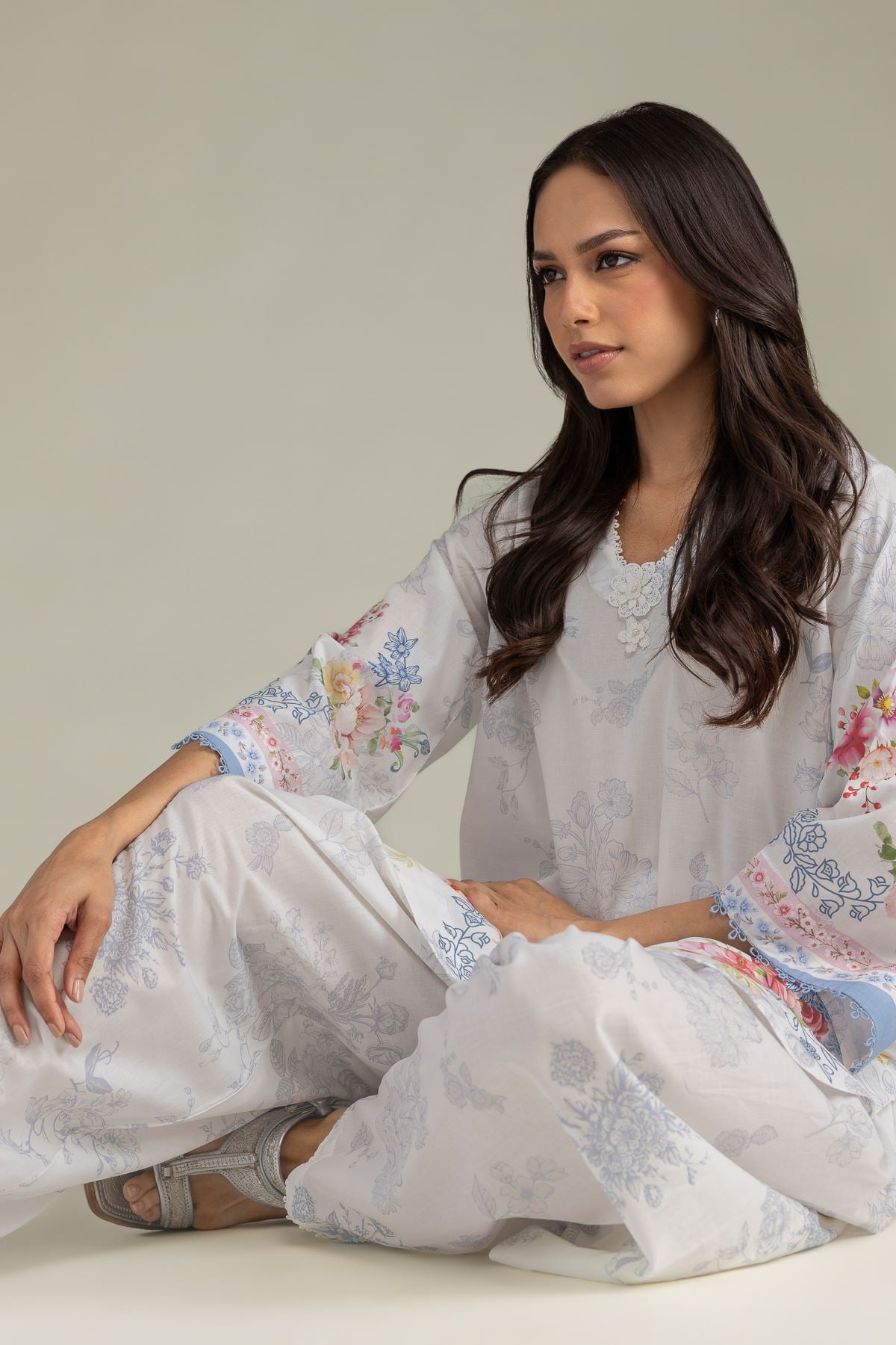 Floral Cambric Kurta