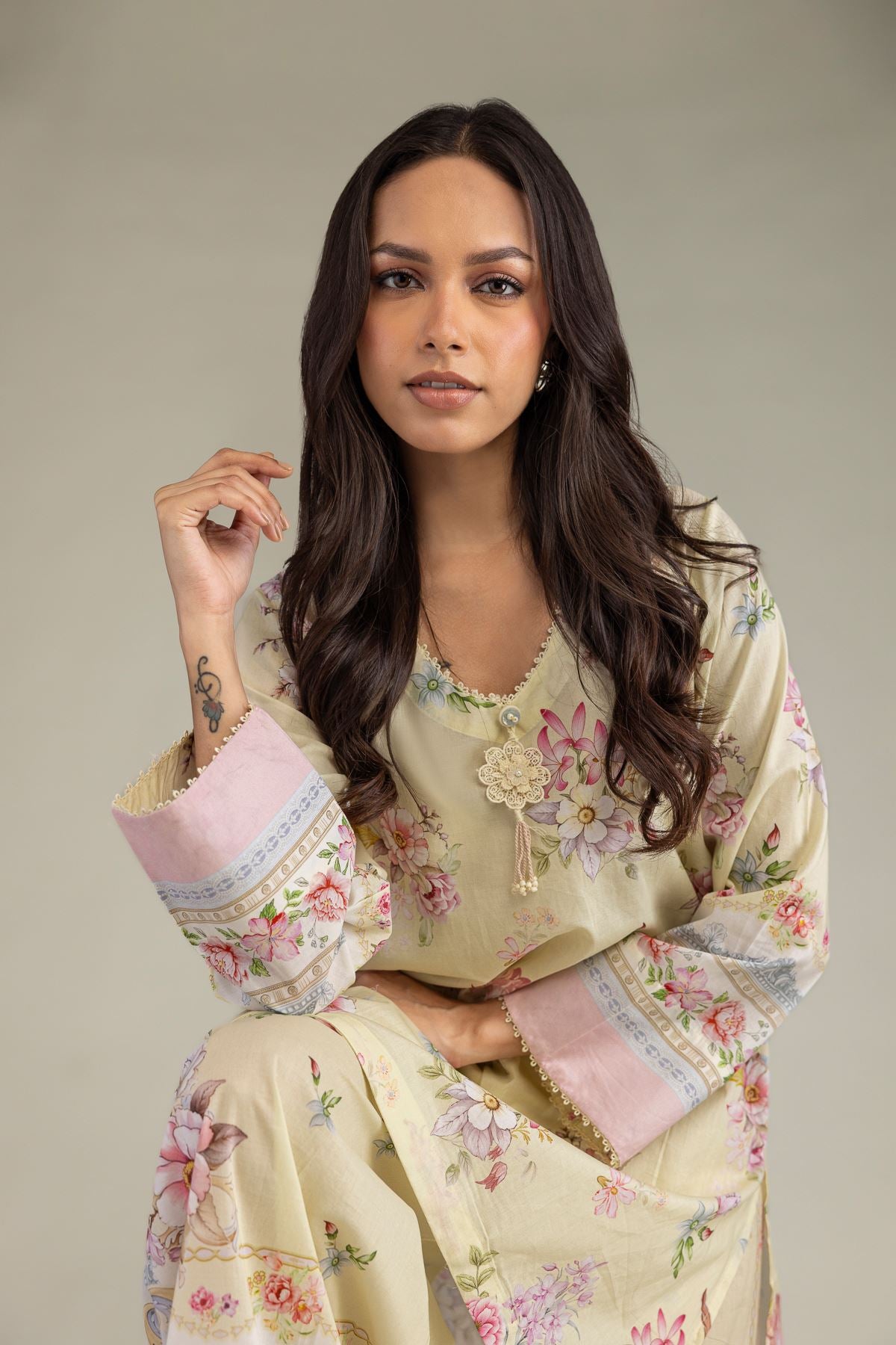 Short Floral Kurta