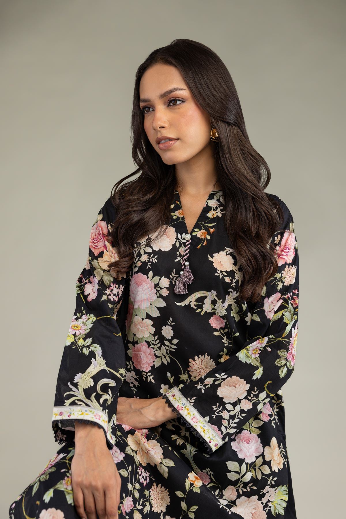 Black Cambric Kurta