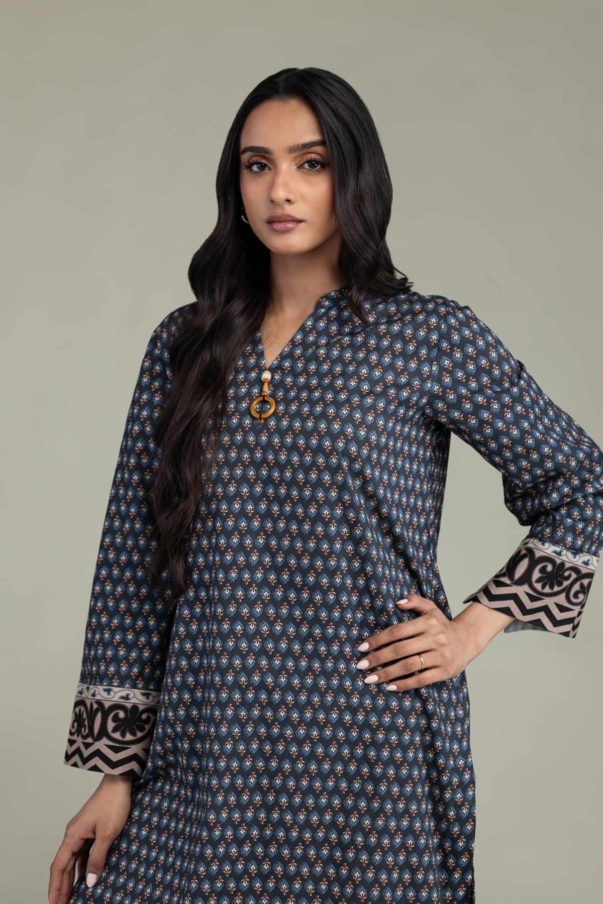 V-Neck Cambric Kurta