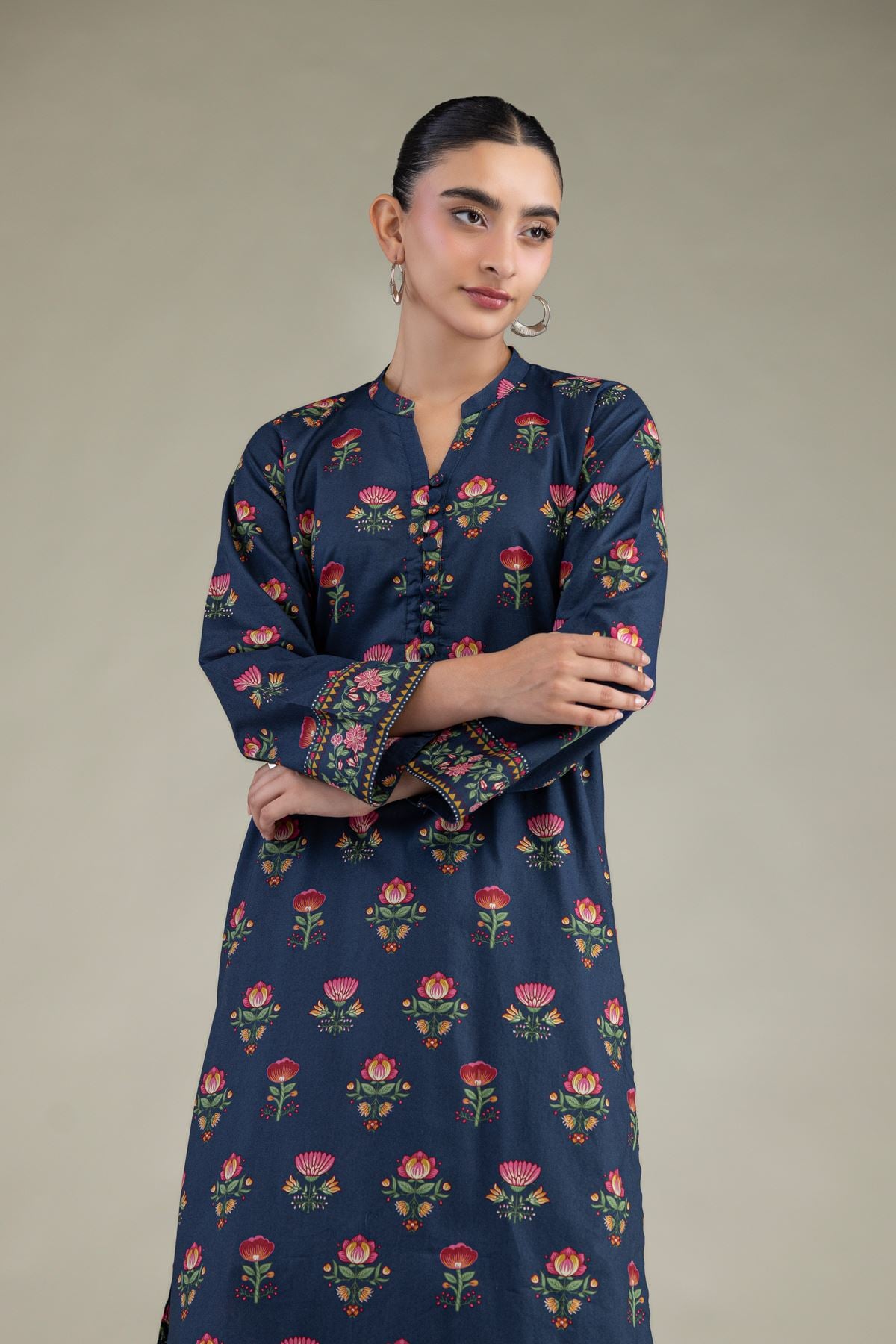 Cambric Navy Kurta