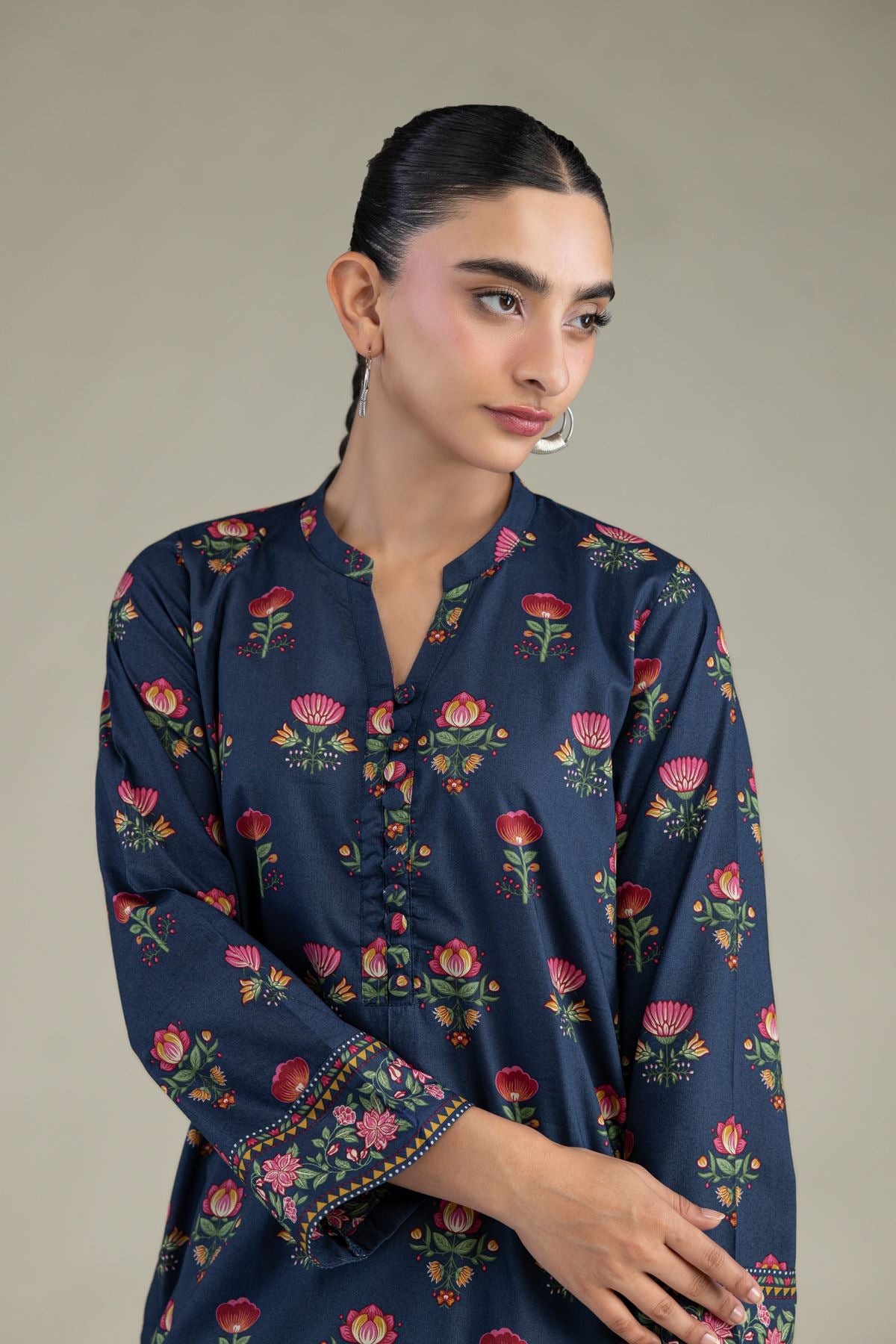 Cambric Navy Kurta