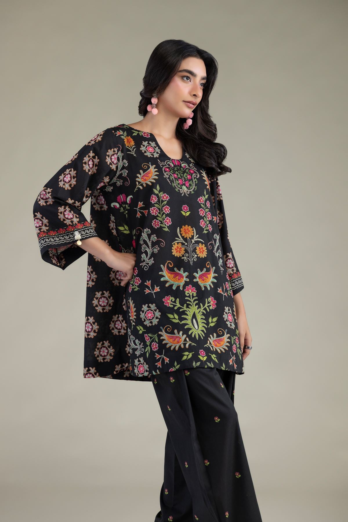 Black Cambric Kurta