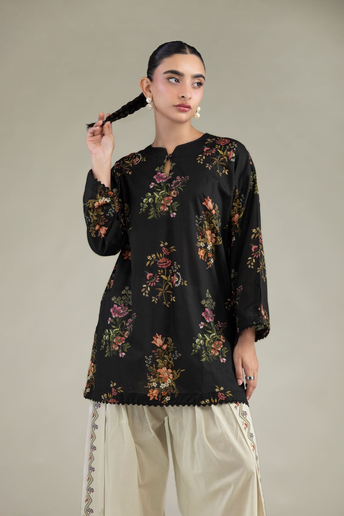 Black Cambric Kurta