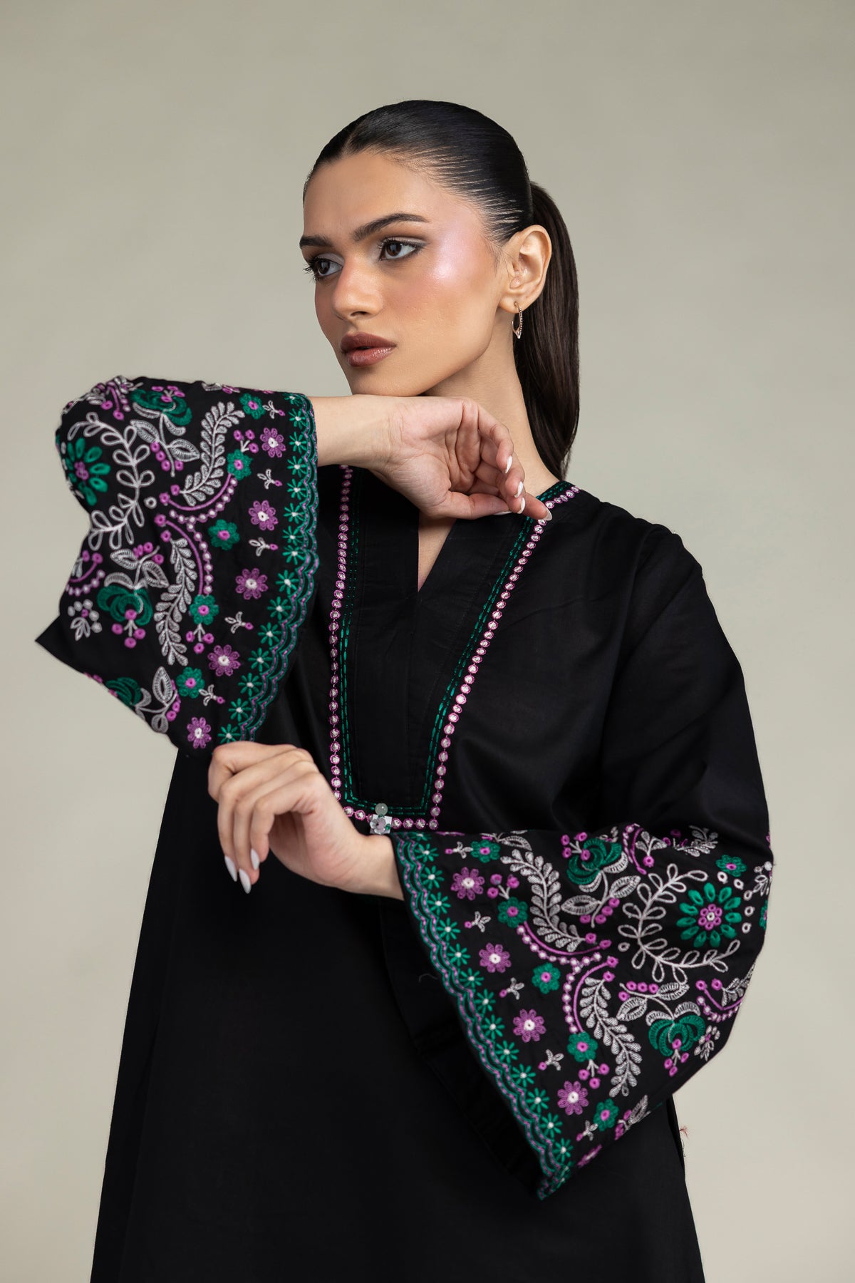 Black Cambric Kurta