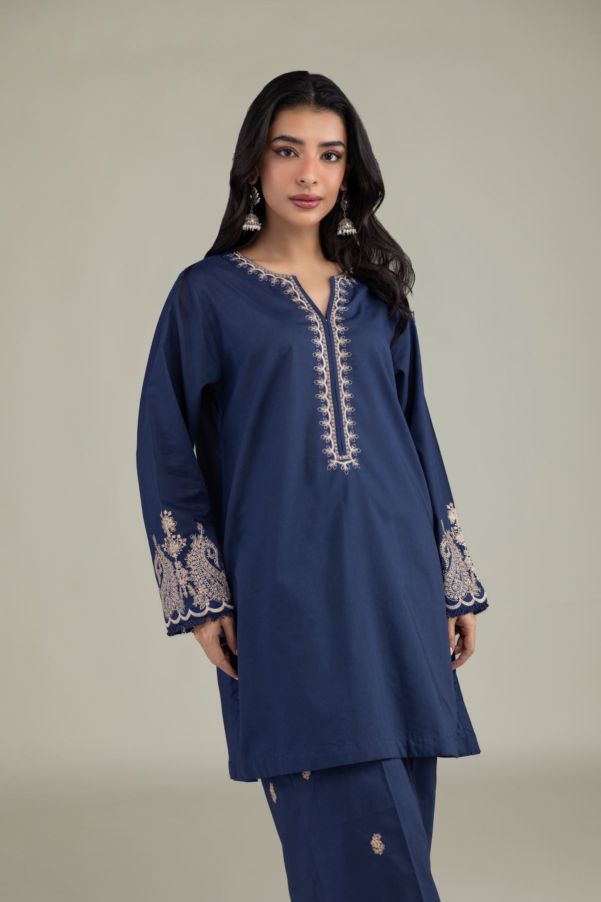 Navy V-Neck Kurta
