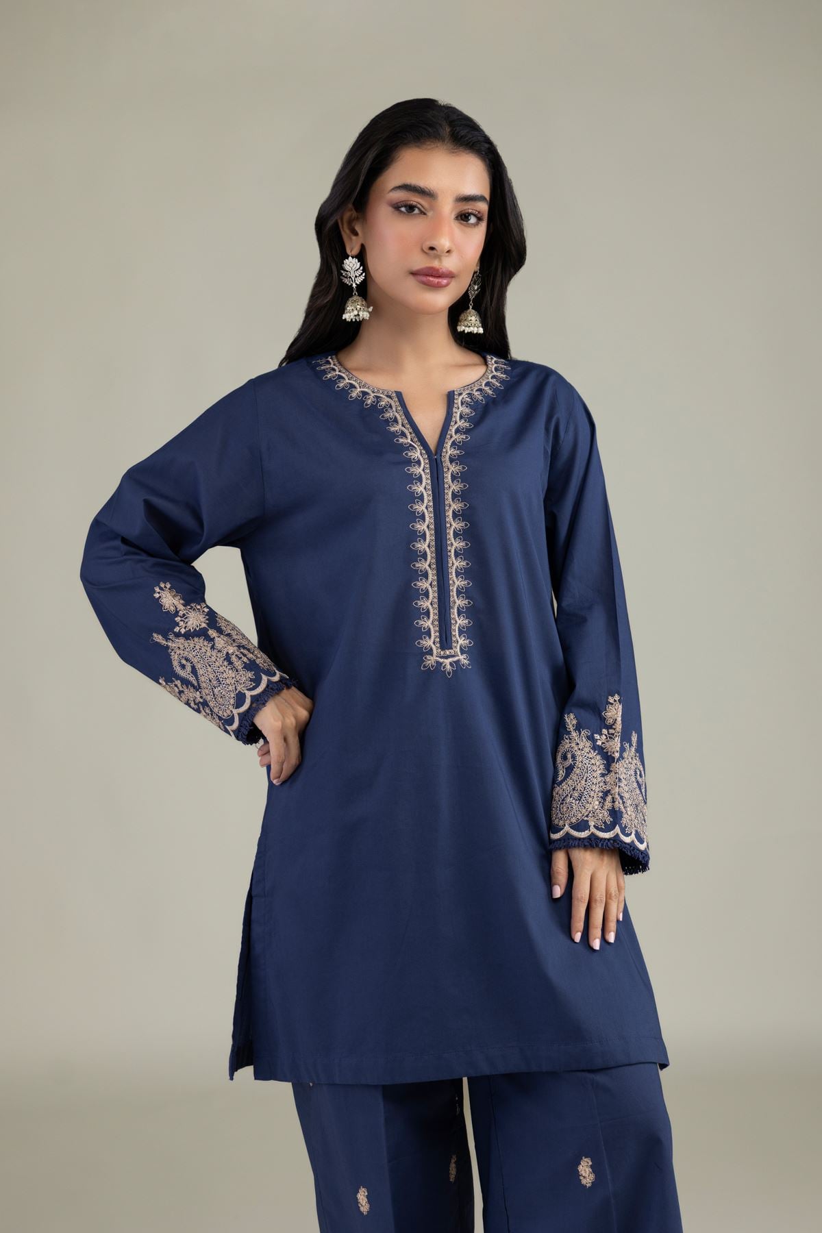 Navy Lawn Dupatta