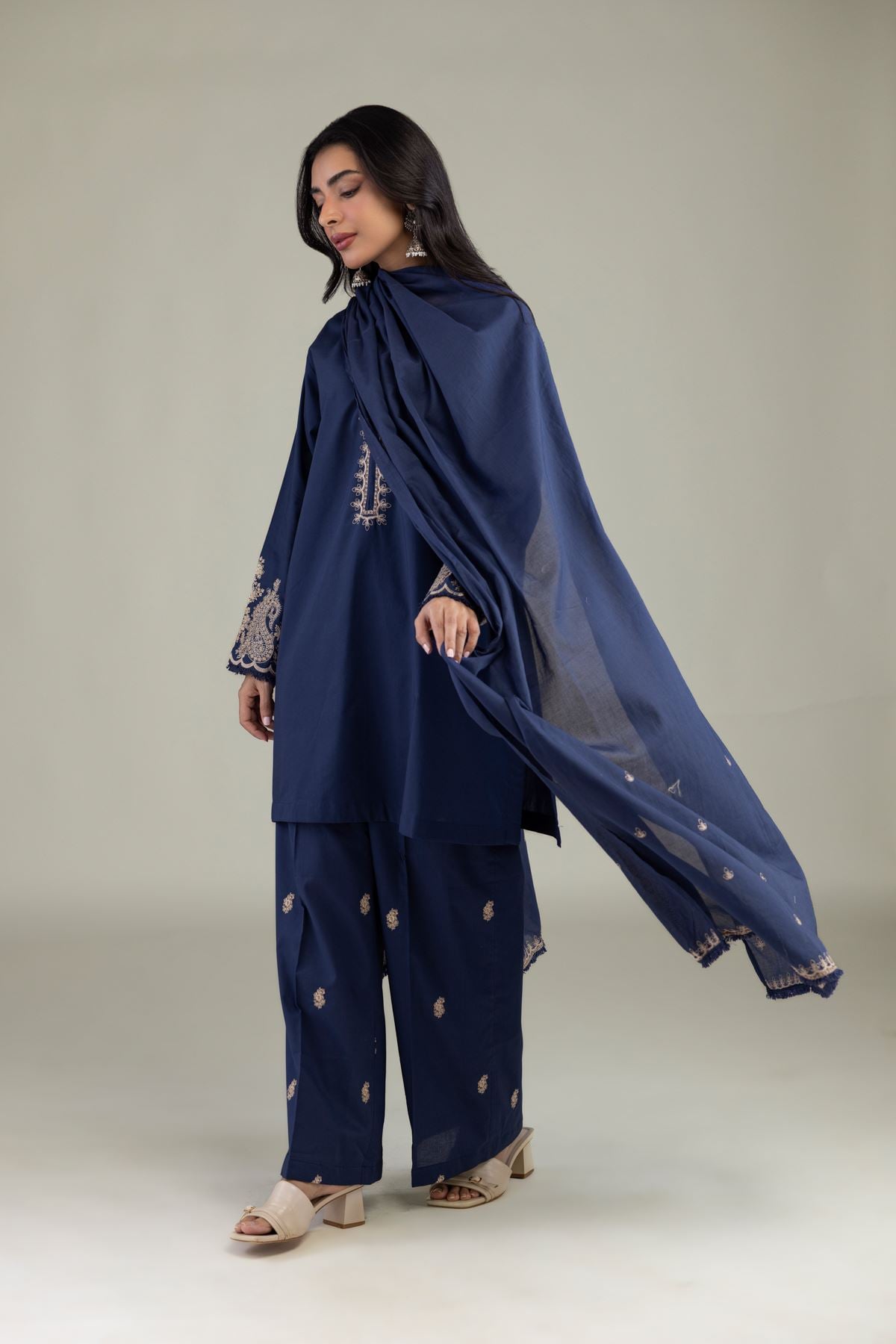 Navy V-Neck Kurta