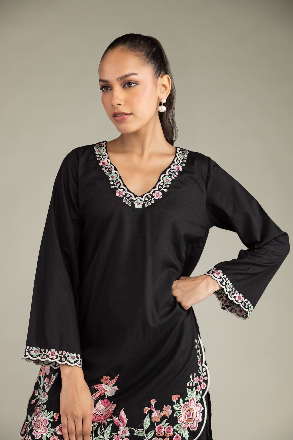 Black Cambric Kurta