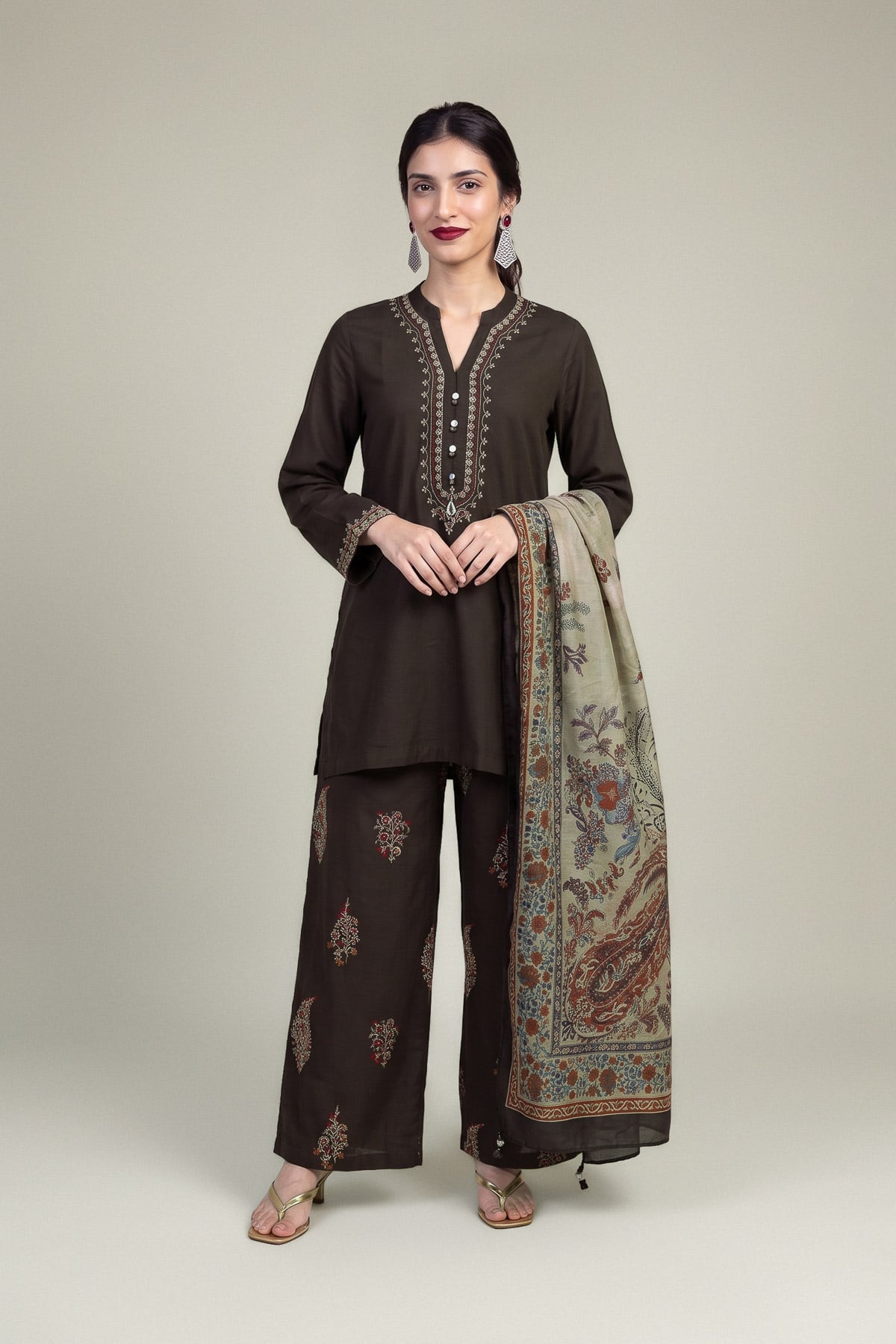 Brown Silk Pants