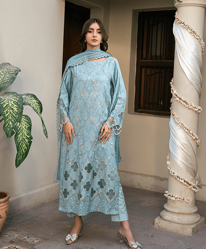 Barkha- Unstitched Embroidered Suit (3 Piece)