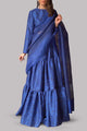 Classic Blue Block Printed Tiered Skirt Set