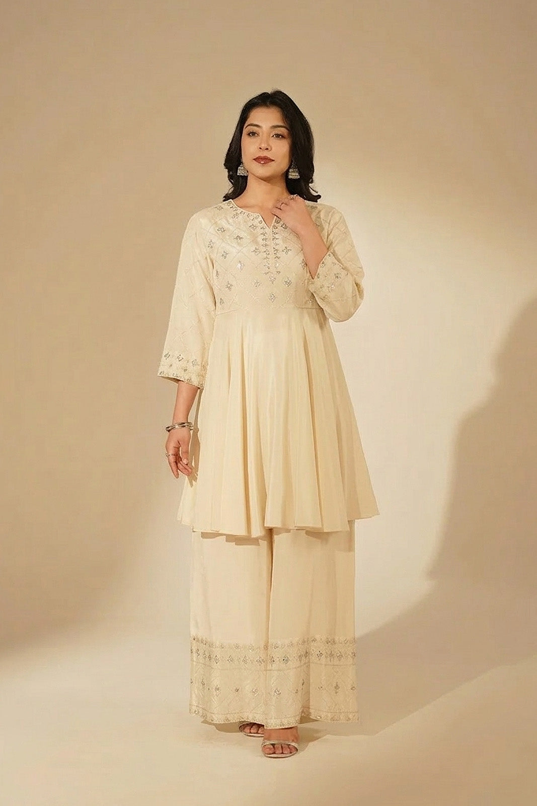 2 Piece Raw Silk Embroidered Suit (FS0150)