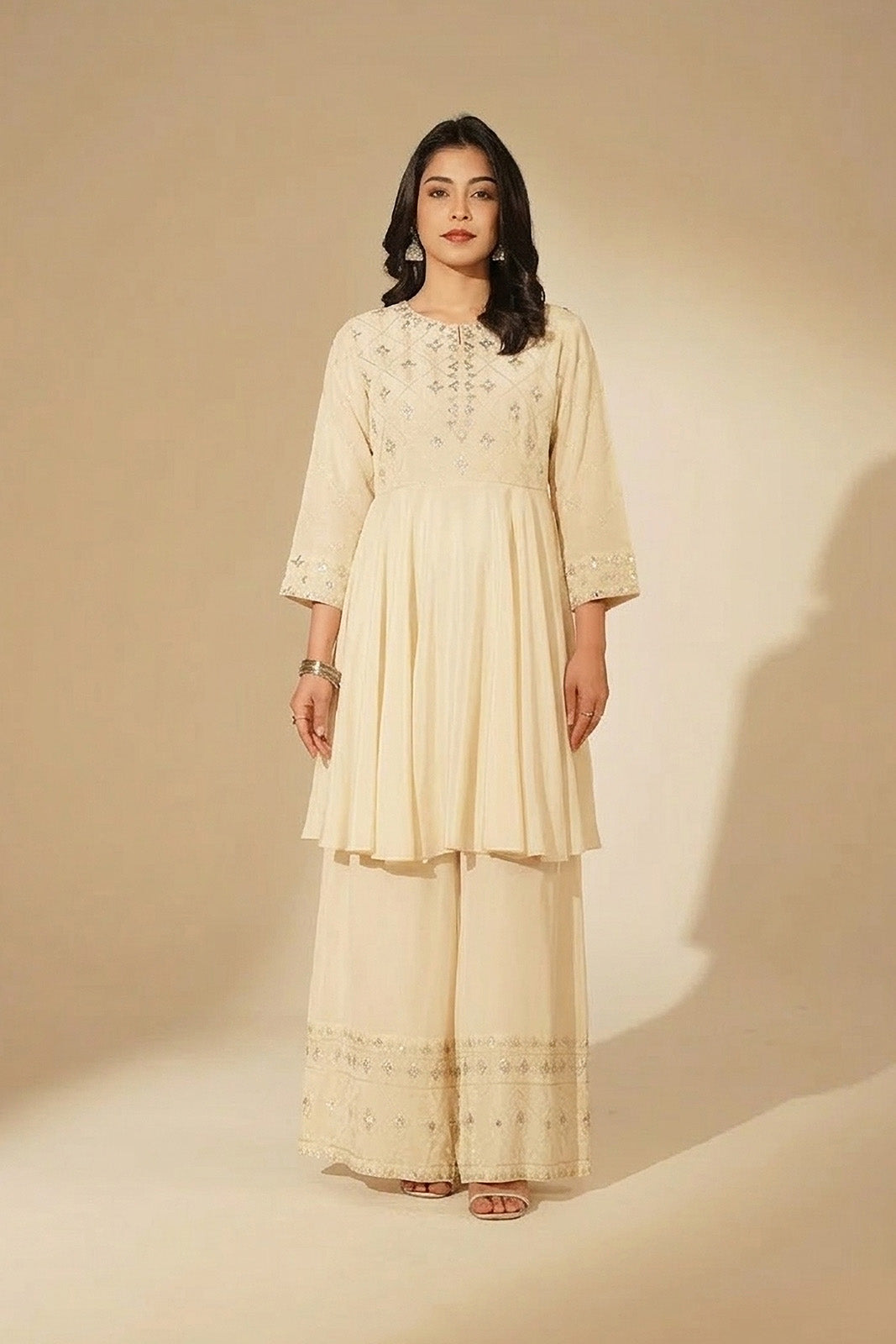 2 Piece Raw Silk Embroidered Suit (FS0150)