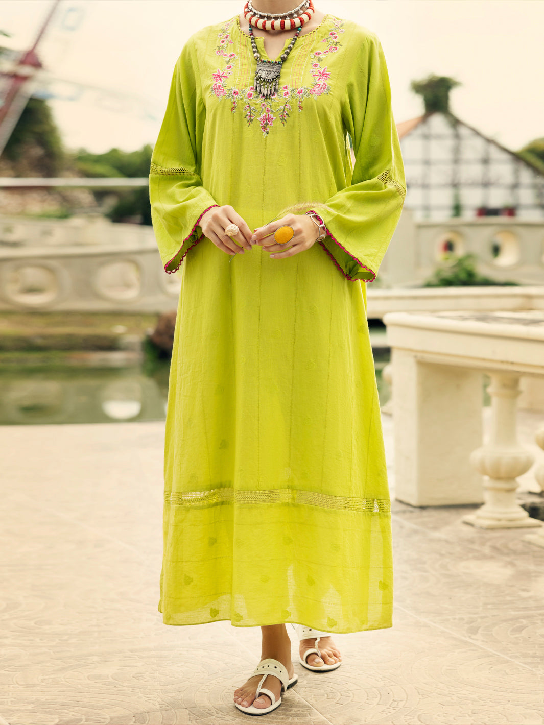 Lime Green Dobby Kurti - AL-LK-1048