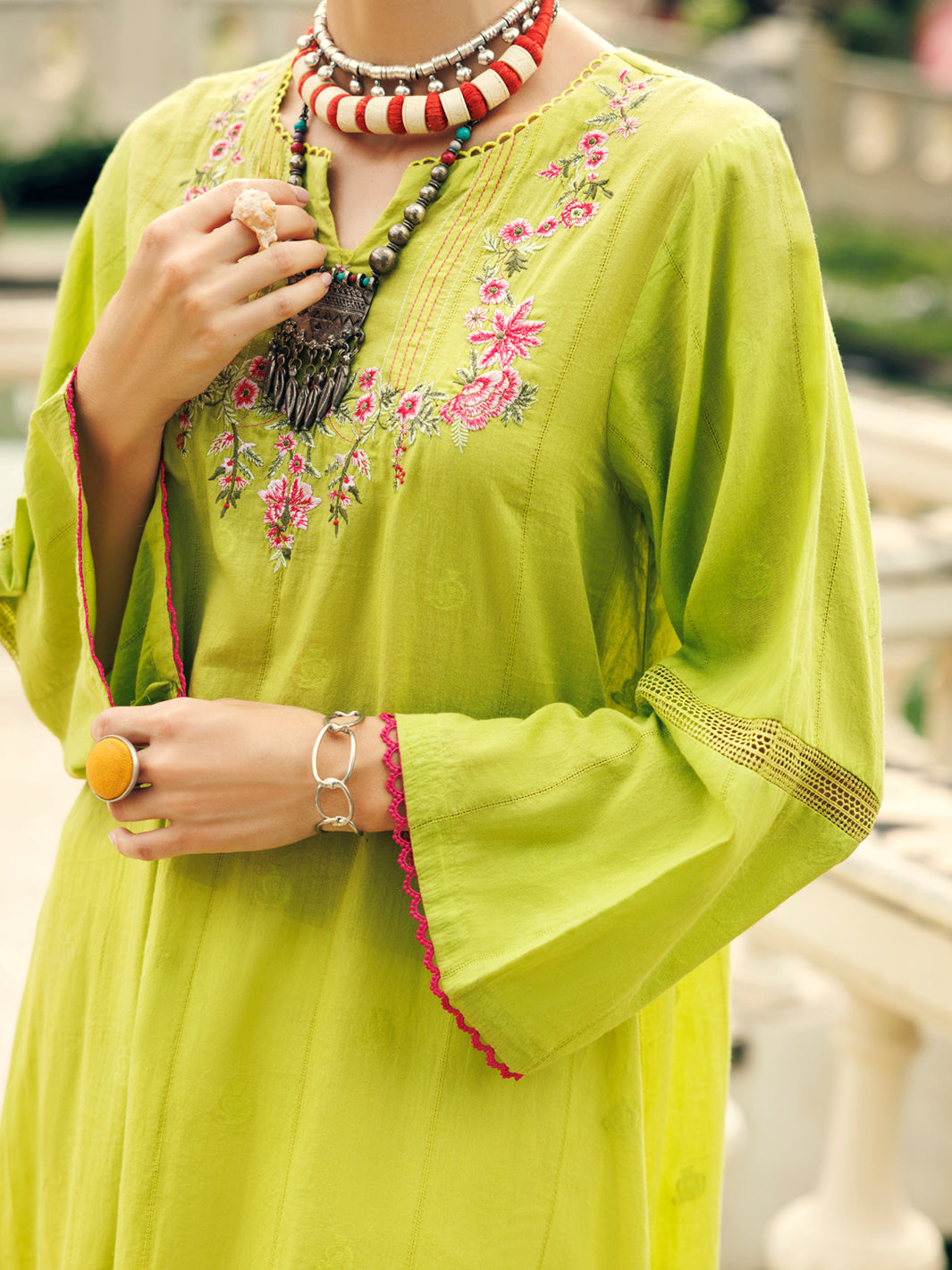 Lime Green Dobby Kurti - AL-LK-1048