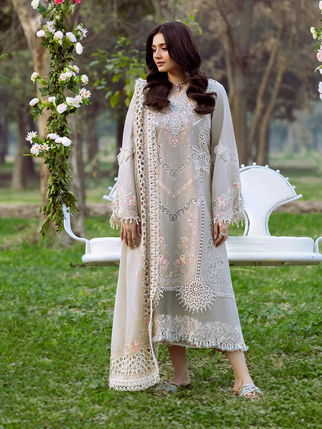 Bin Ilyas Luxury Embroidered Lawn Unstitched 3 Piece 103-B