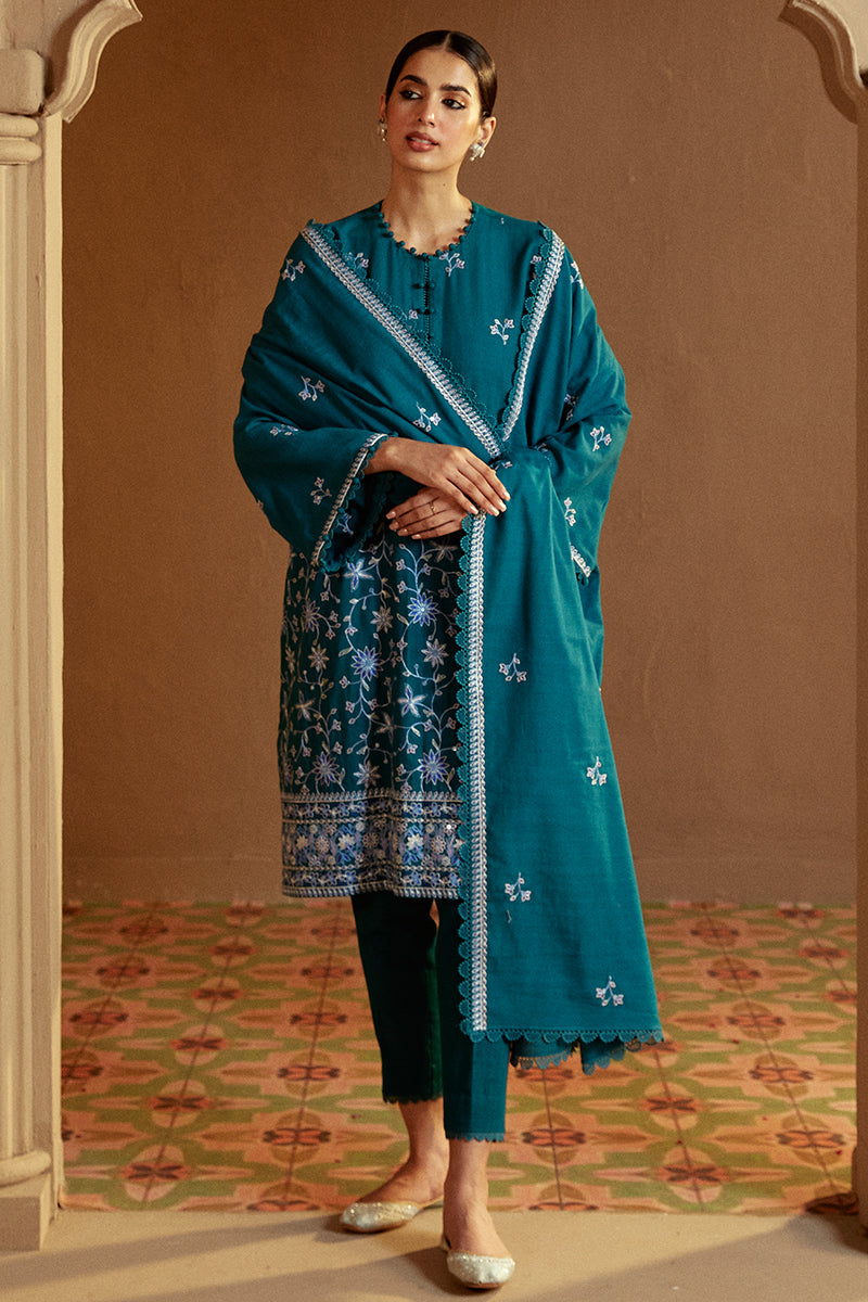 TURQUOISE MEADOW-3 PC KHADDAR EMBROIDERED SUIT
