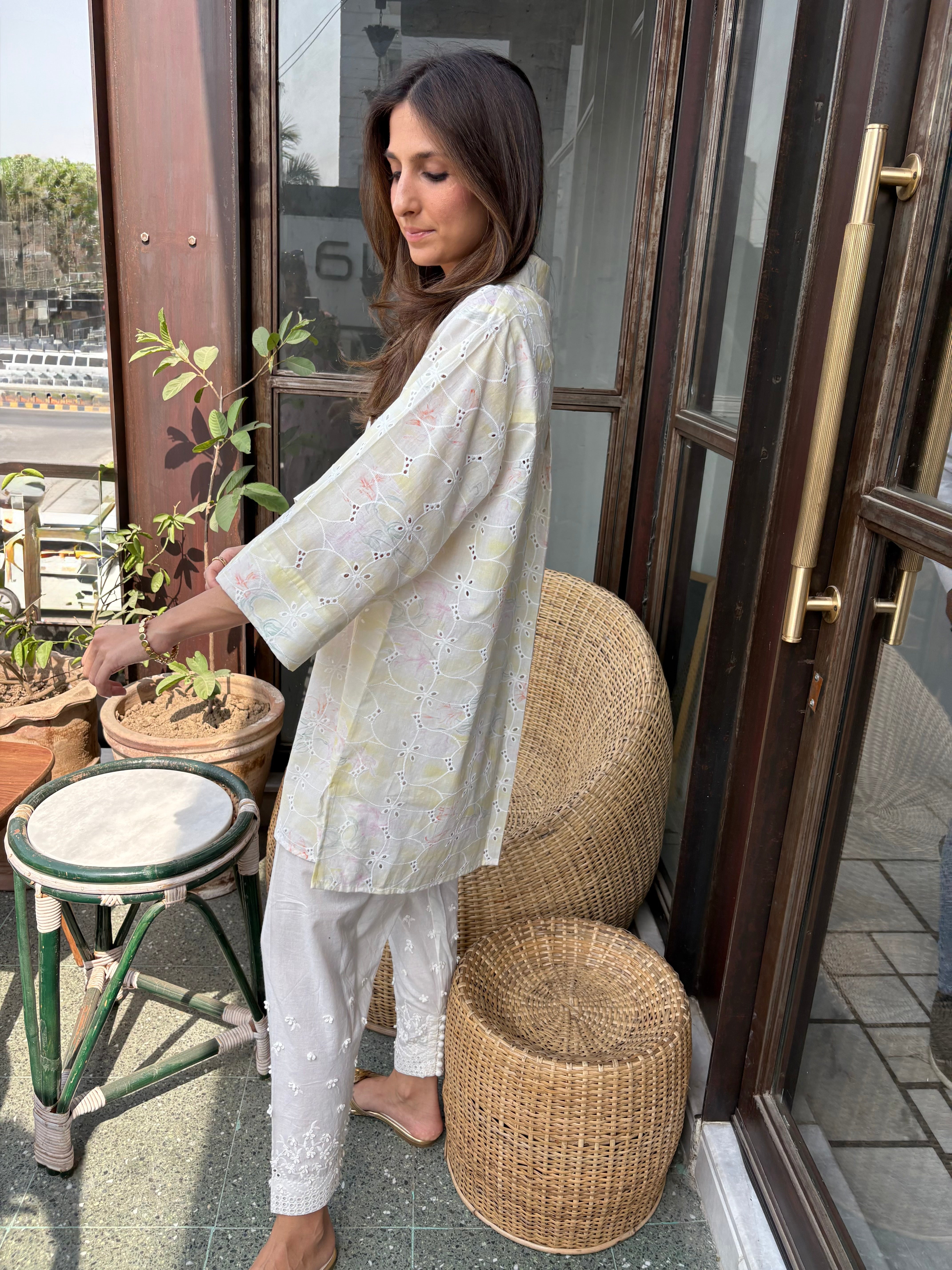 Yellow Lawn Toby Tunic with Skinny / Tulip Shalwar