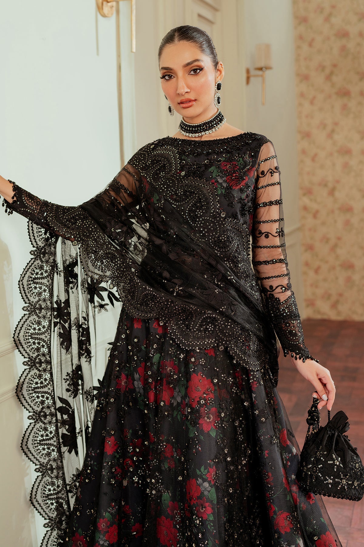 EMBROIDERED NET CH13-05 STITCHED