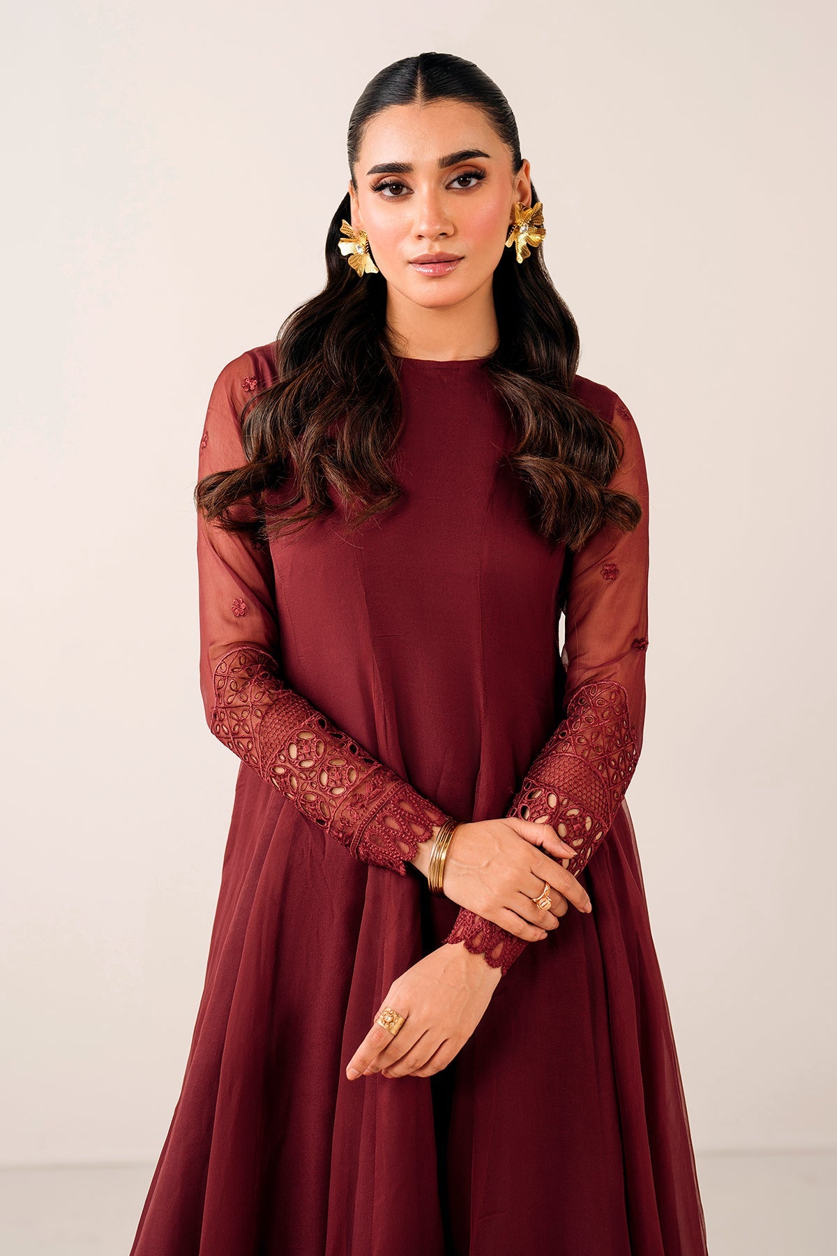 EMBROIDERED CHIFFON FROCK PR-1126