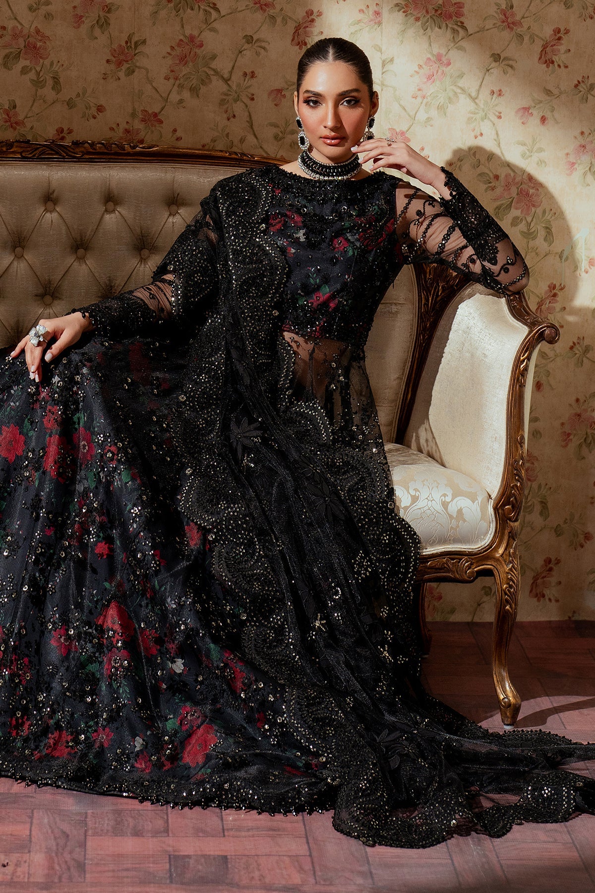 EMBROIDERED NET CH13-05 STITCHED
