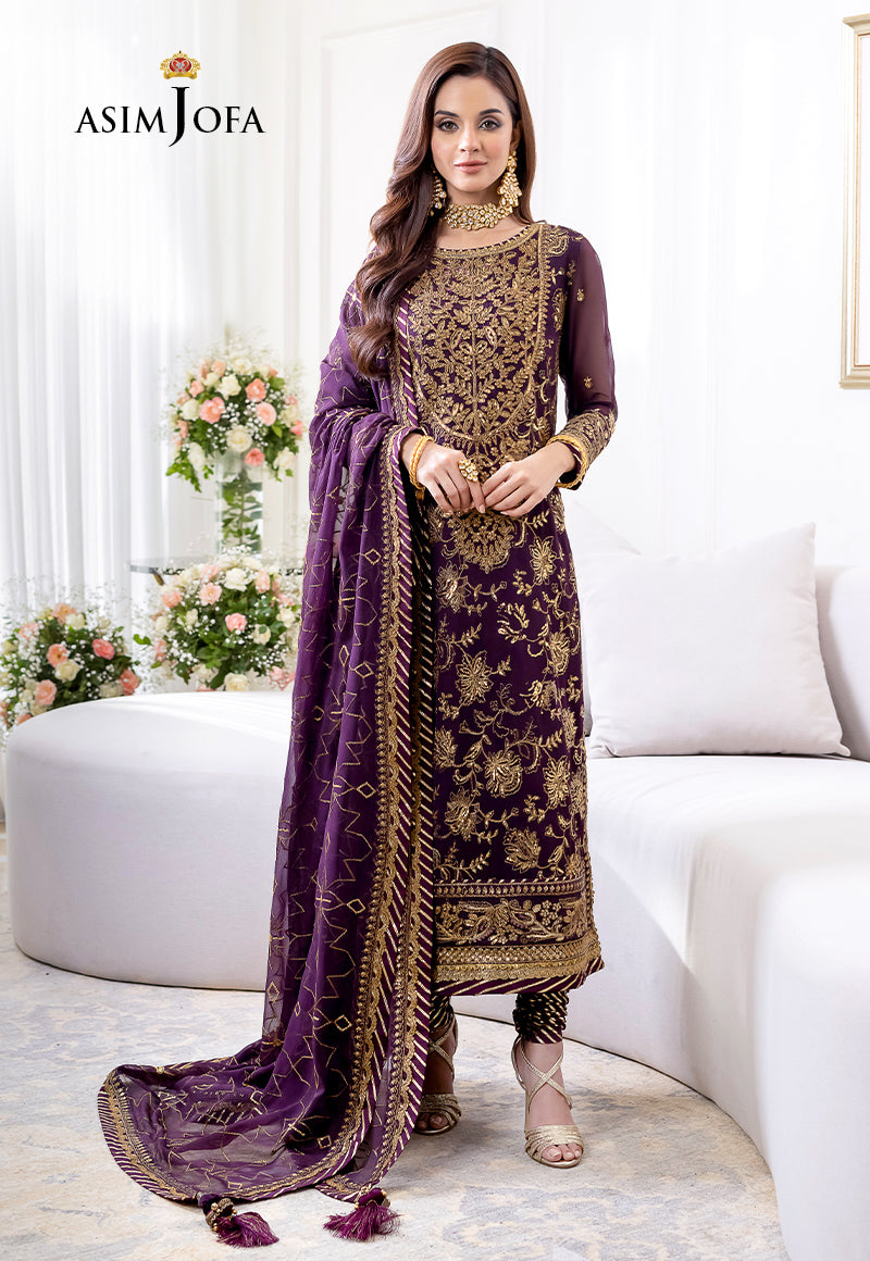 AJJM-06 DESIGNERS STITCHED EMBROIDERED CHIFFON 3 PCS
