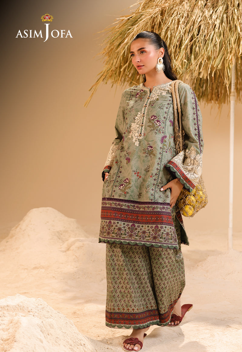 AJUBU-09 Printed Embroidered Lawn 2 Pcs