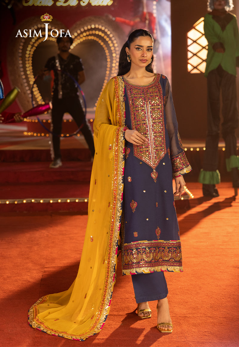 AJLFD-16 EMBROIDERED CHIFFON STITCHED 3 PCS