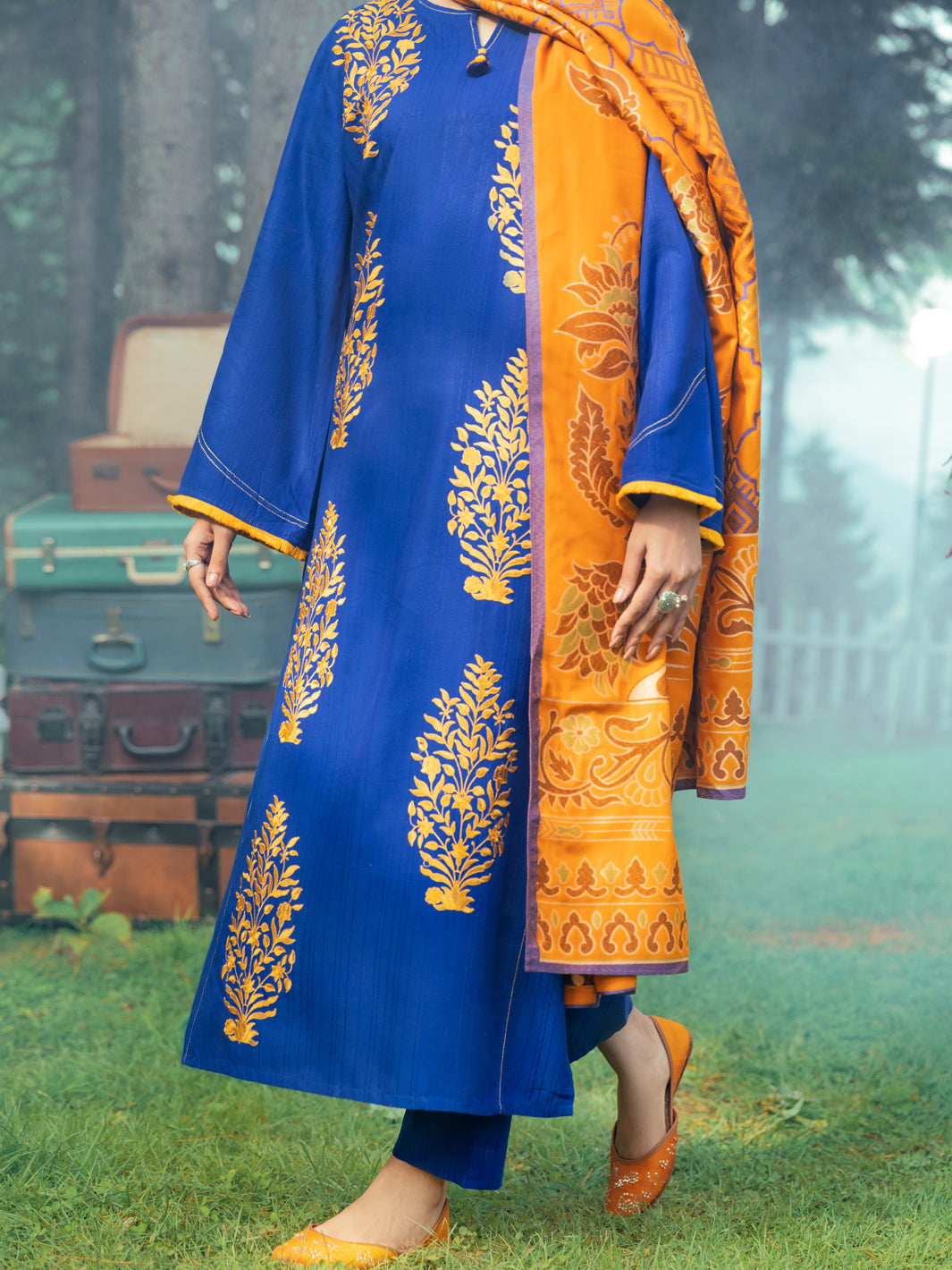 Blue Yarn-Dyed 3 Piece Stitched - AWP-3PS-534