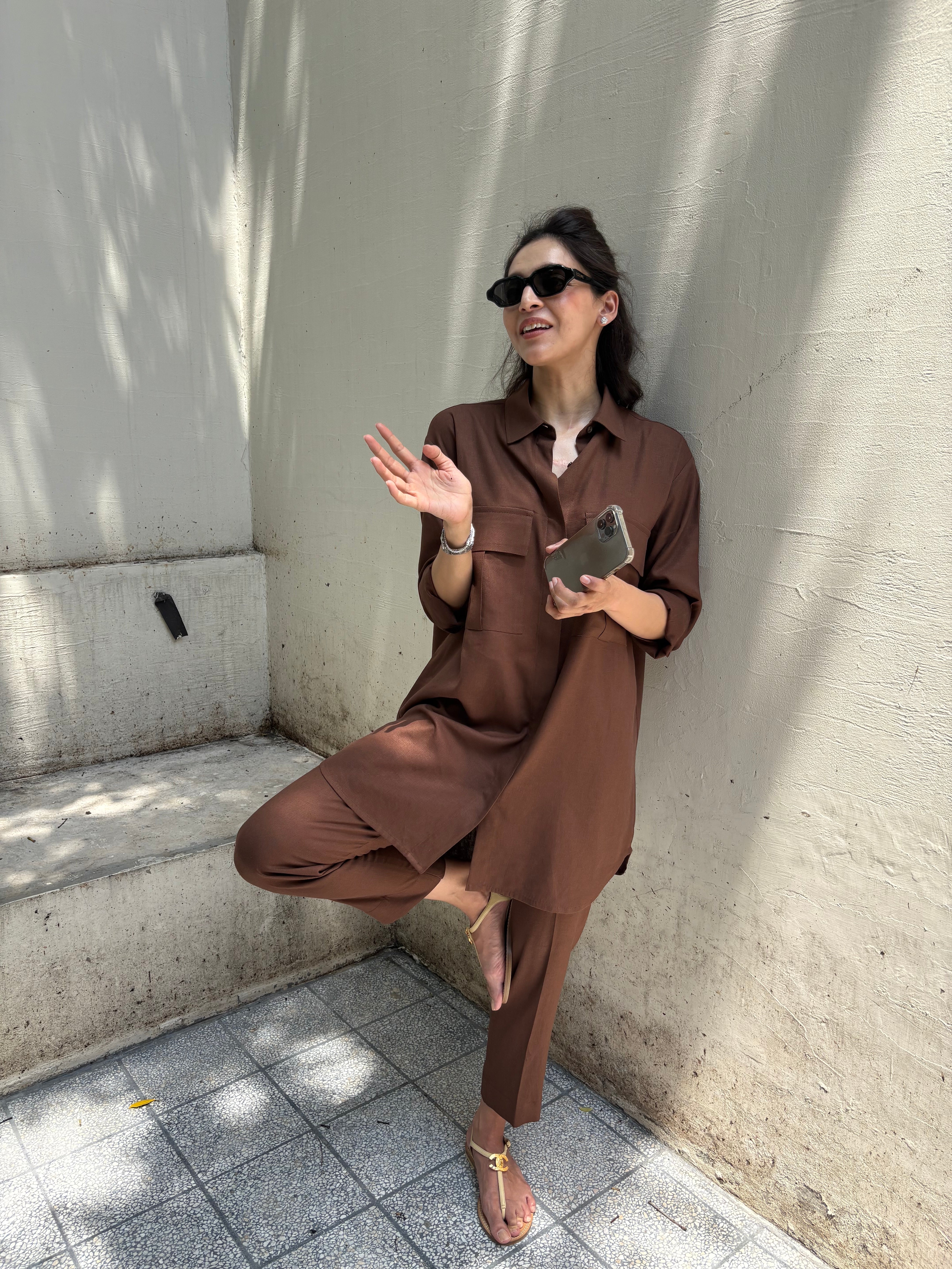 Chocolate Brown Capri Set