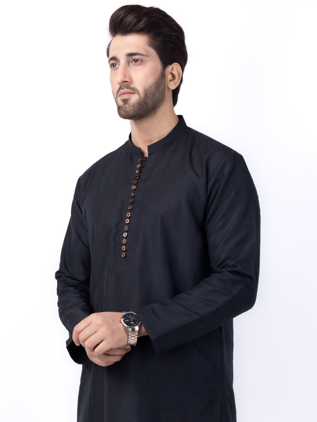 Black Blended Kurta - AL-K-1121D
