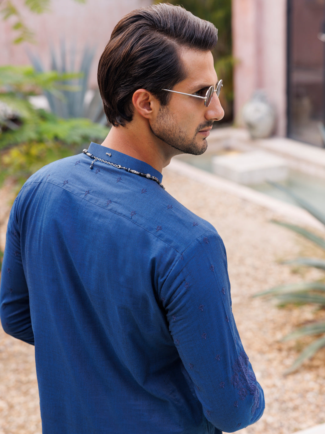 Dark Blue Cotton Kurta - AL-K-1136