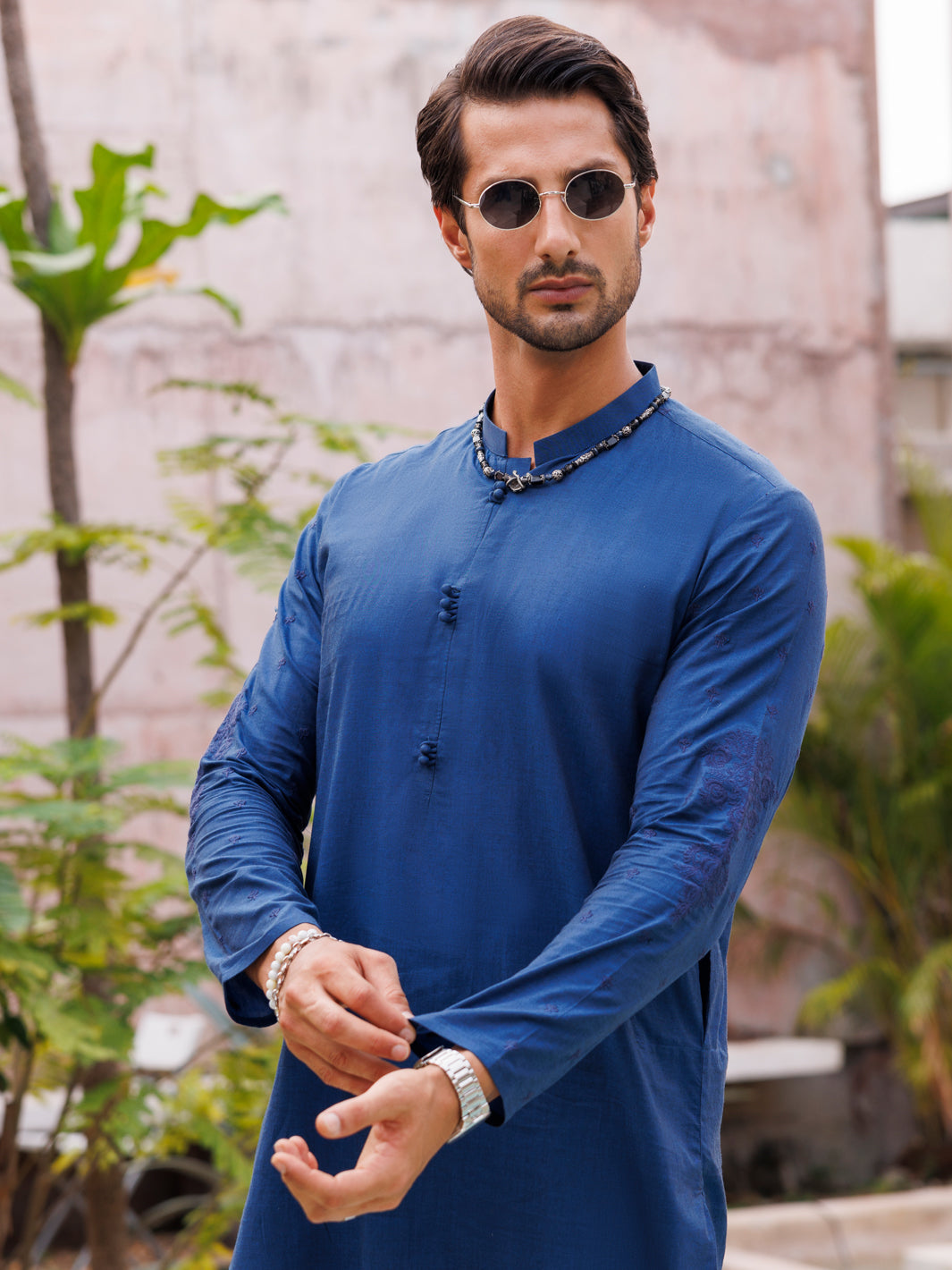 Dark Blue Cotton Kurta - AL-K-1136