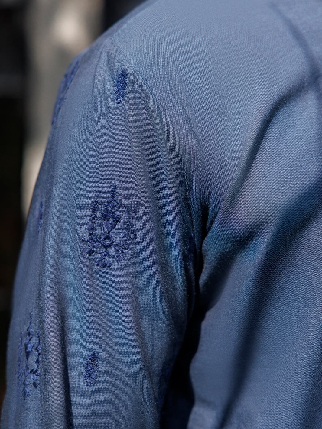 Bluish Grey Cotton Kurta - AL-K-1137