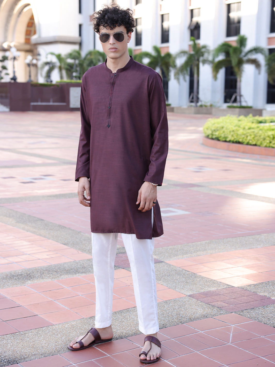 Maroon Blended Kurta - AL-K-1141