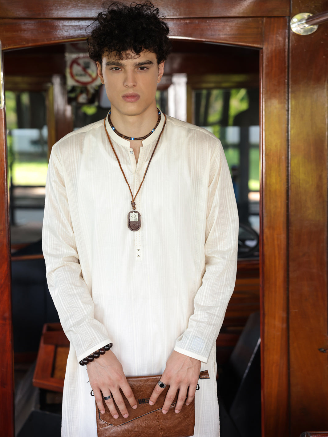 Off White Cotton Kurta - AL-K-1146B