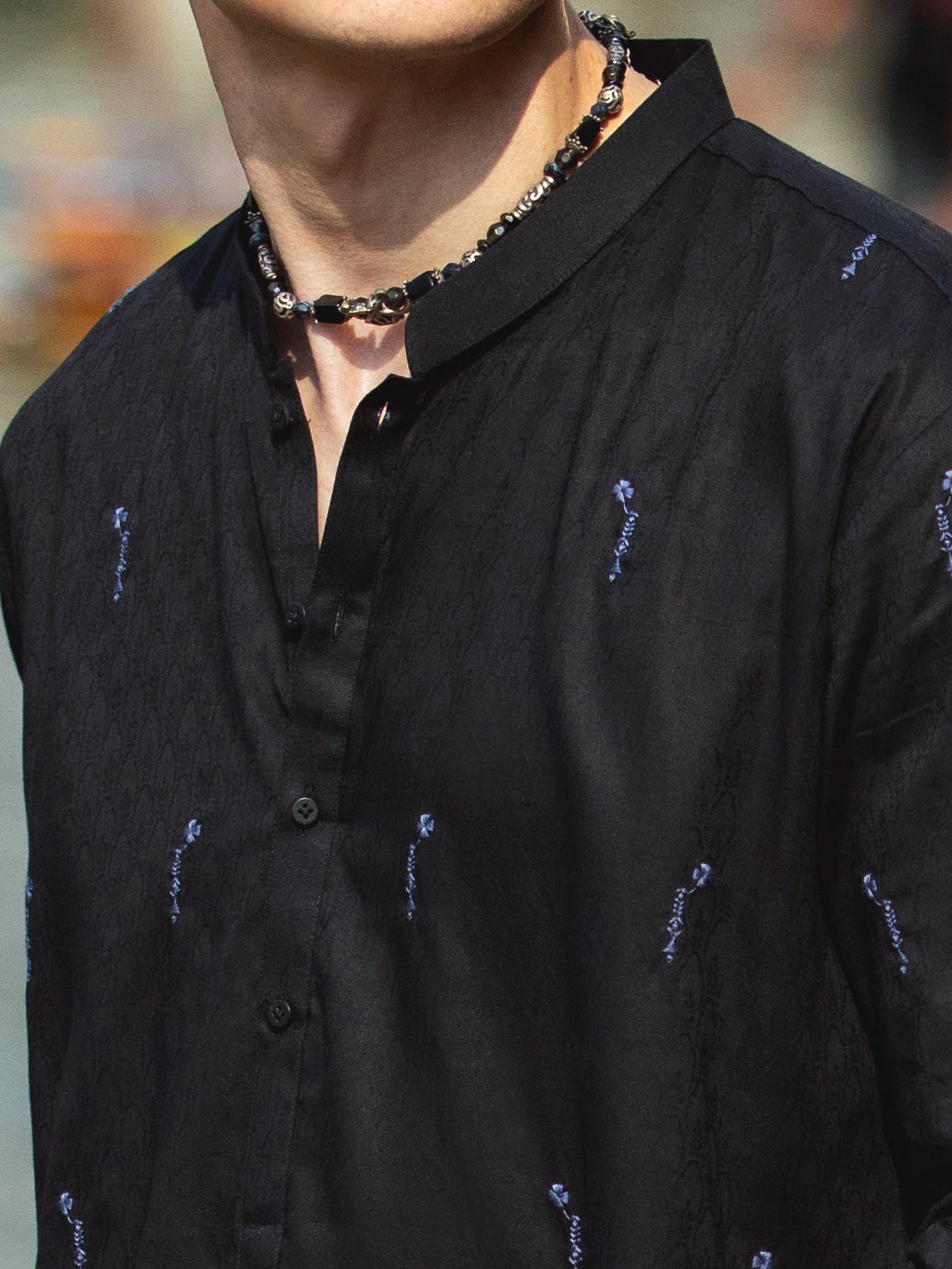 Black Cotton Kurta - AL-K-1147D