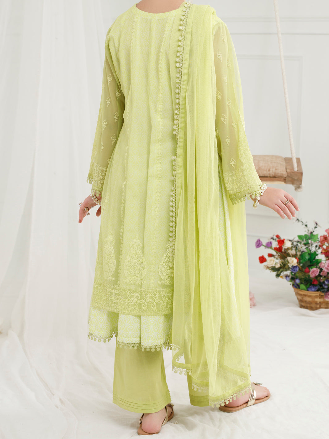 Lime Green Poly Net 3Pc Stitched - ALT-3PS-LS-1154