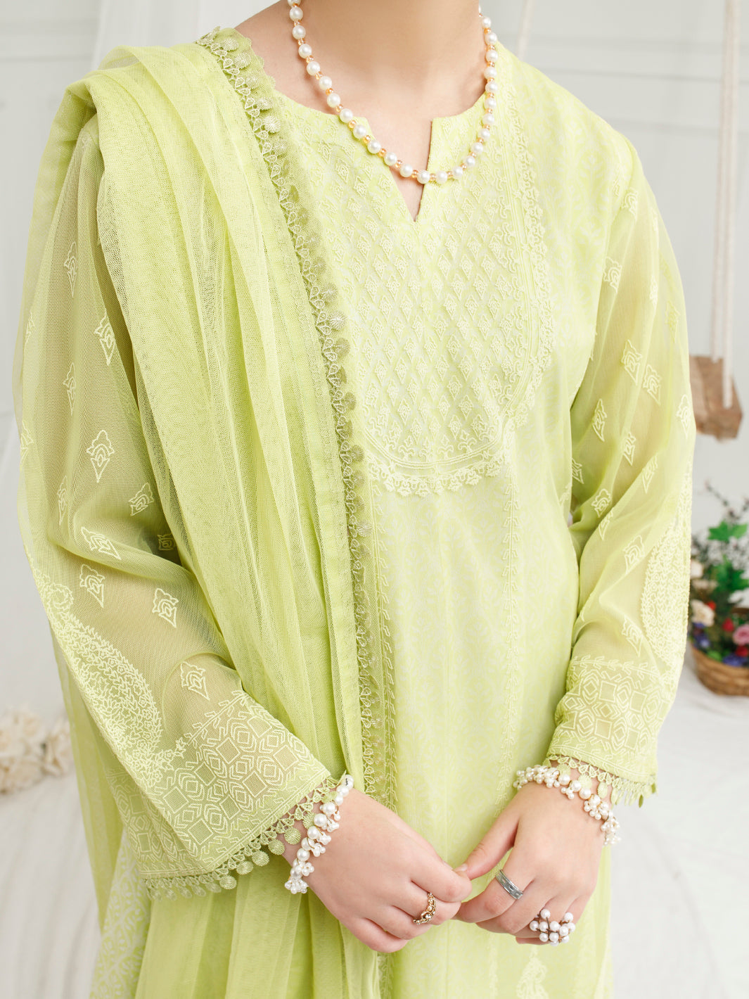 Lime Green Poly Net 3Pc Stitched - ALT-3PS-LS-1154