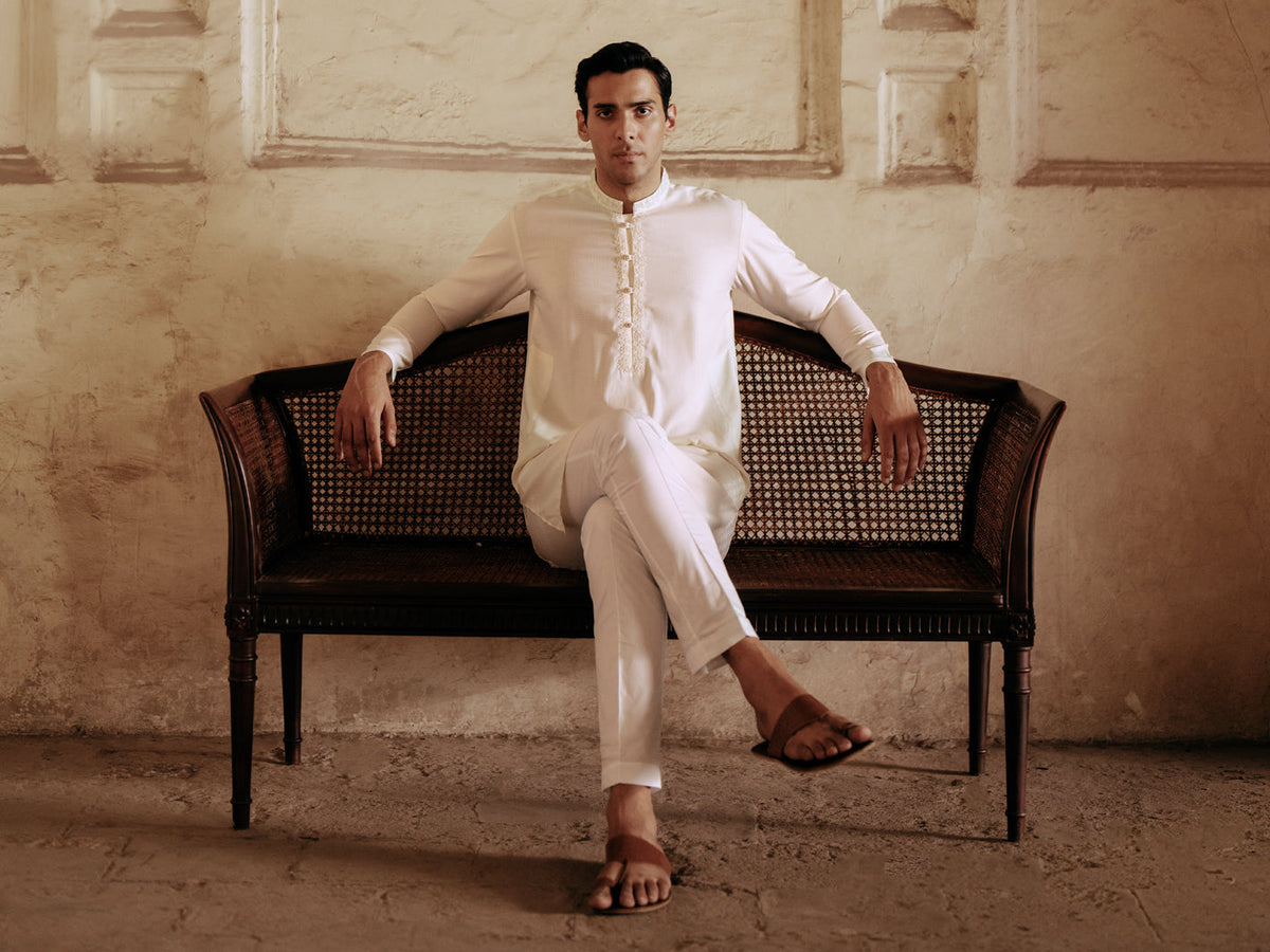 Off White Blended Kurta - AL-K-1157A