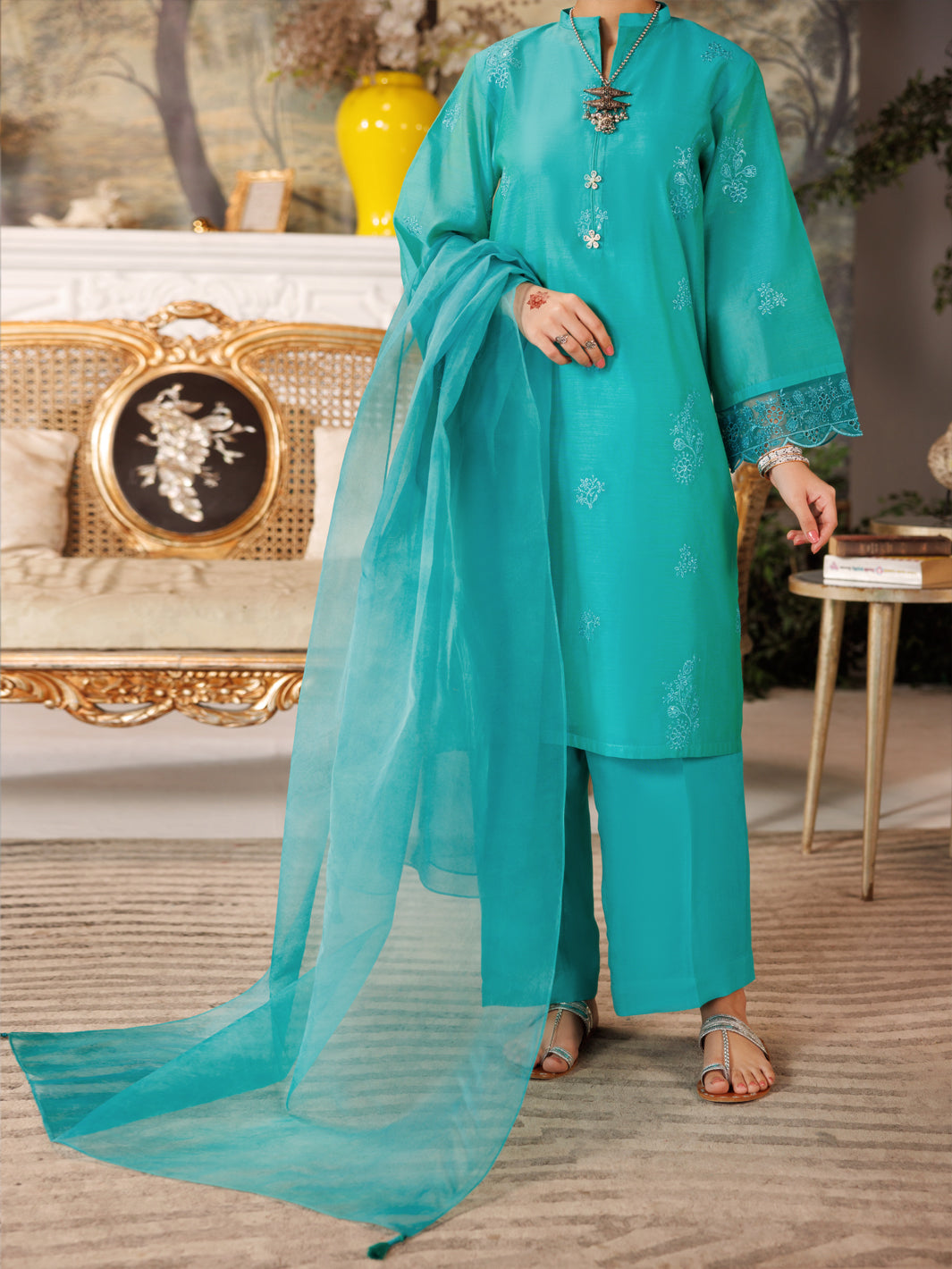 Sea Green Modal 3 Piece Stitched - ALT-3PS-LS-1166