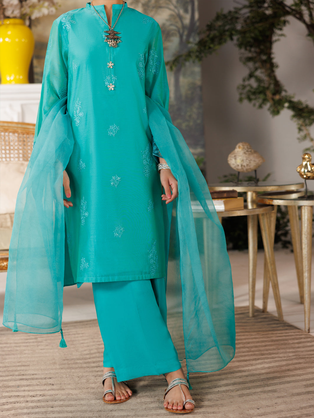 Sea Green Modal 3 Piece Stitched - ALT-3PS-LS-1166