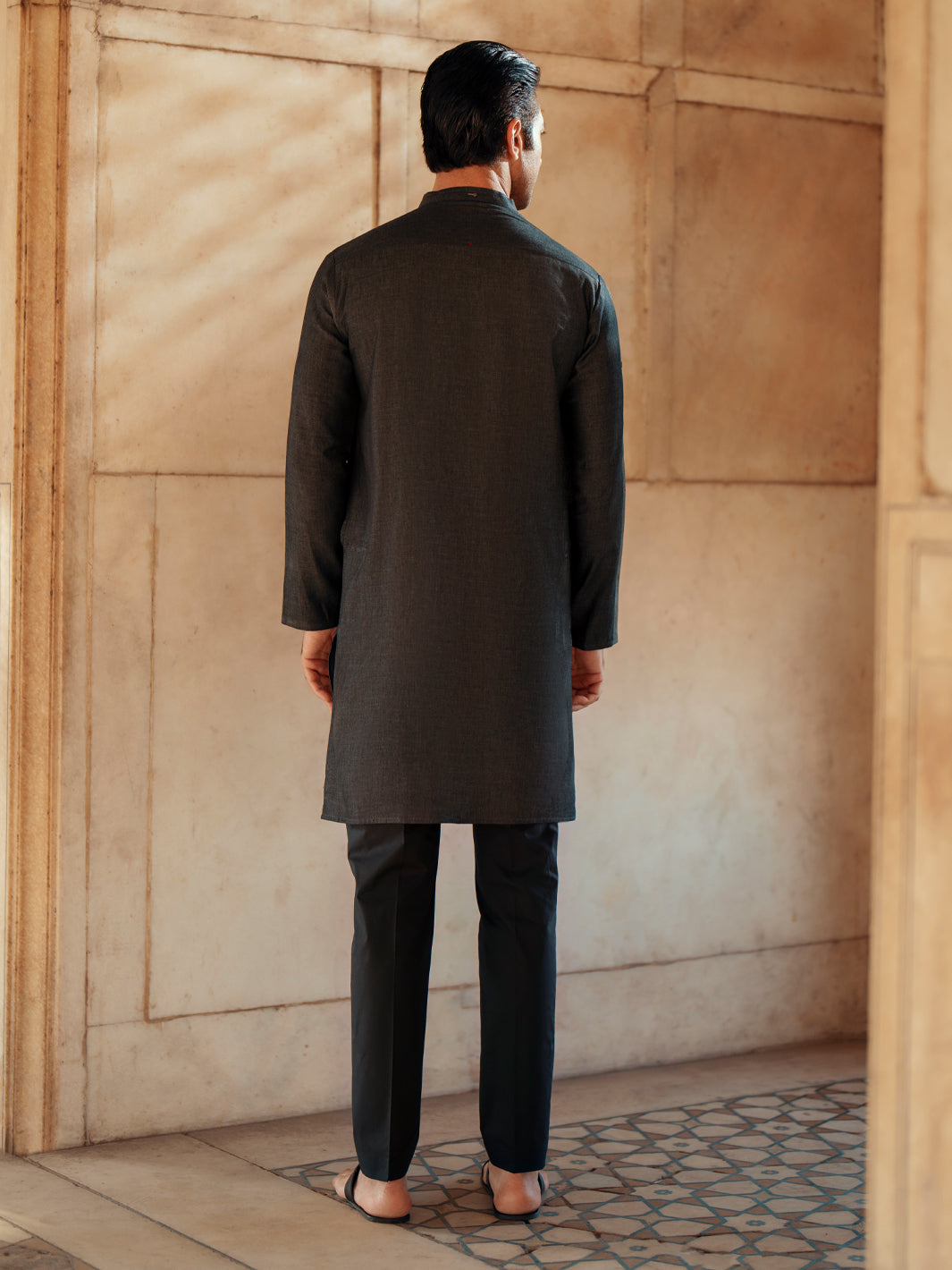 Grey Blended Kurta - AL-K-1175