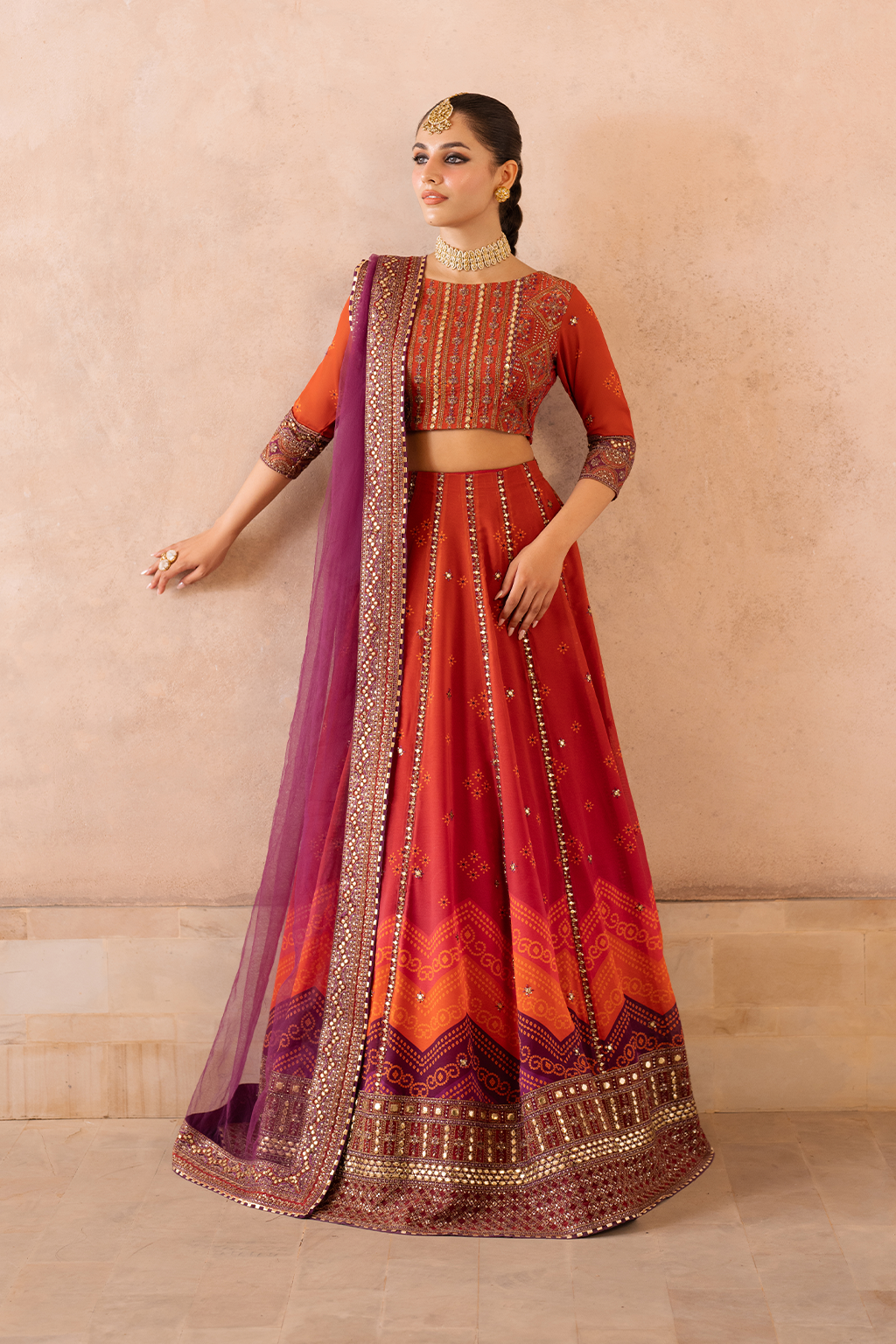 UE-334 Embroidered Chiffon (lehnga)